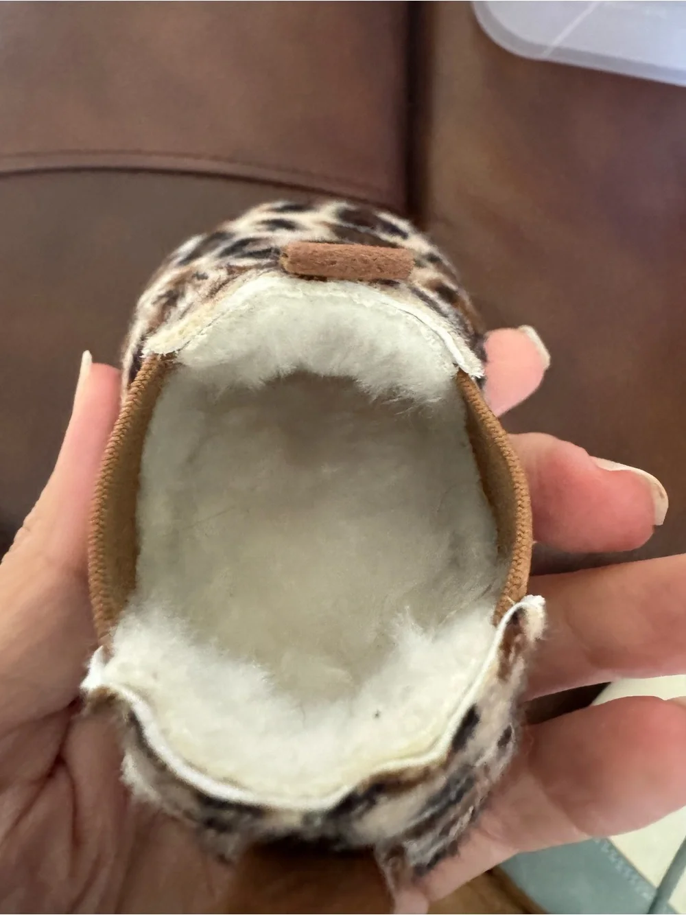 Leopard Print Kids Slip-On Booties - Faux Fur Lined